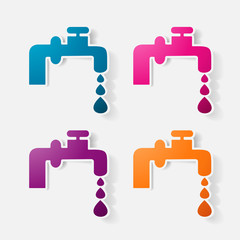 Paper clipped sticker: faucet