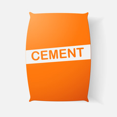 Paper clipped sticker: bag of cement