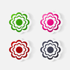 Realistic paper sticker: flowers. camomile