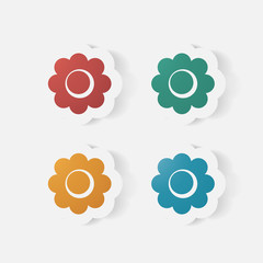 Realistic paper sticker: flowers. camomile