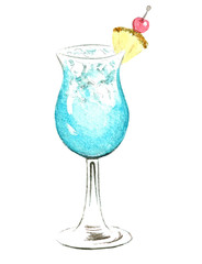 Watercolor blue fresh cocktail