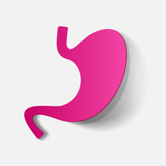 Paper clipped sticker: stomach