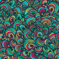 Fototapeta premium Abstract doodle waves seamless pattern