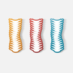 Paper clipped sticker: with the curvature of the spine to the