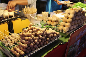 Meatball fast food in market Thailand.