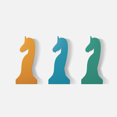 Paper clipped sticker: chess piece horse