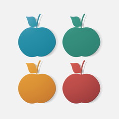 Paper clipped sticker: fruit, apple