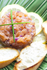 salmon tartar with red onion