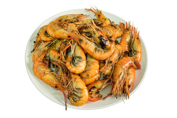 Grilled Shrimp on a plate on isolated background