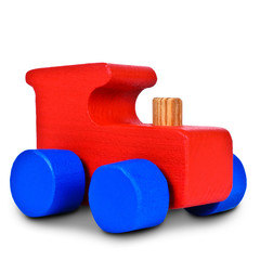 Baby steam locomotive on white background