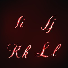 Illustration of red stars style of letters IJKL