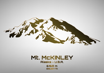 Outline vector illustration of bronze Mt. McKinley