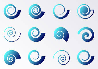 Blue spiral icons - obrazy, fototapety, plakaty