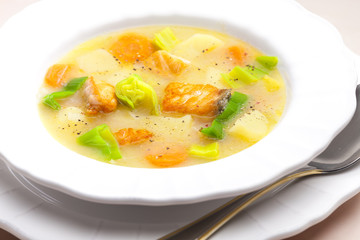 potato soup with salmon