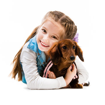 little girl with her dachshnd 