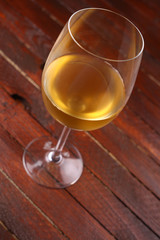 White wine on wood