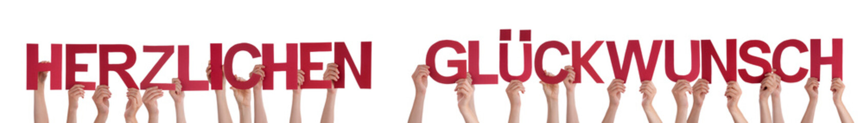 People Straight Glueckwunsch Means Congratulation