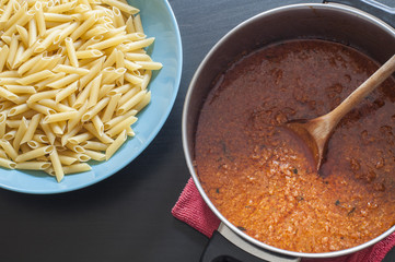 Preparing bolognese sauce