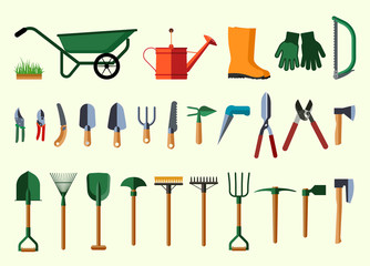 Set of various gardening items.