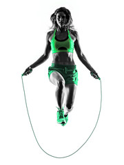 woman fitness Jumping Rope exercises silhouette