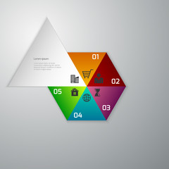 Vector illustration of business infographics . Hexagon divided i