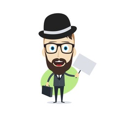 businessman holding blank sign