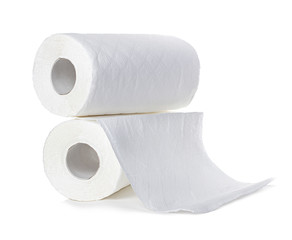 Rolls of paper towels, isolated on white background