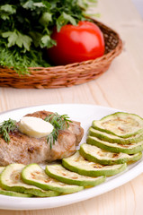 Pork steak with vegetables