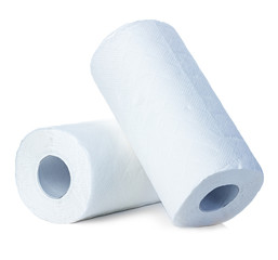 Rolls of paper towels, isolated on white background