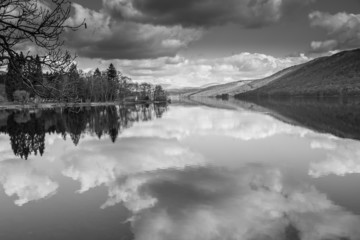 Coniston Lake Cumbria  in black and white