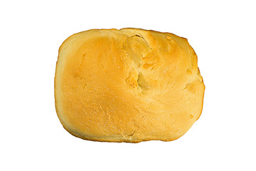 Loaf bread isolated over the white background, above view