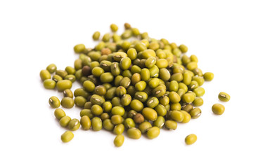 Pile of mung beans isolated on white