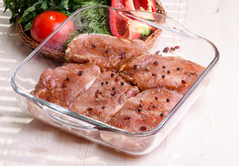 Raw meat, marinated in soy sauce