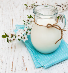 Milk and spring blossom