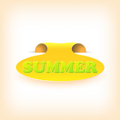 Realistic curved ribbon icon summer. Vector illustration
