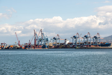 Cargo harbor in Naples, Italy
