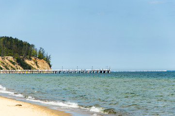 Molo in Gdynia Orlowo and famous cliff-polish coast.