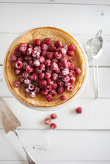 cheesecake with coconut and raspberry