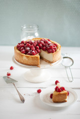 cheesecake with coconut and raspberry