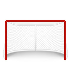 Fototapeta premium Vector red hockey goal, net. Isolated on white.