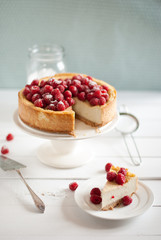 cheesecake with coconut and raspberry