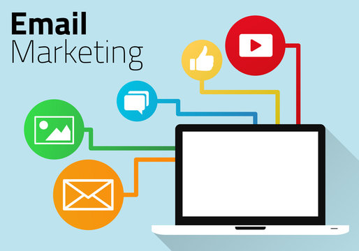 Email Marketing Concept with Laptop and Icons