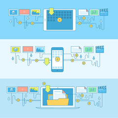 Set of line concept banners for download