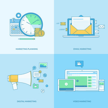 Set of line concept icons for internet marketing