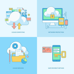 Set of line concept icons for online security