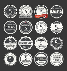 Anniversary retro labels 5 years collection