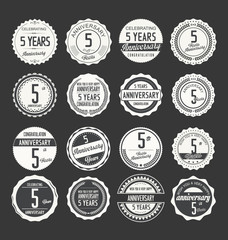 Anniversary retro labels 5 years collection