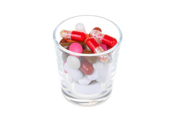 color tablets in wineglass