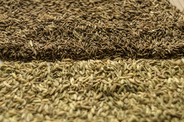 Spice fennel, cumin on a wooden table 2.