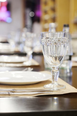 Empty glasses in restaurant